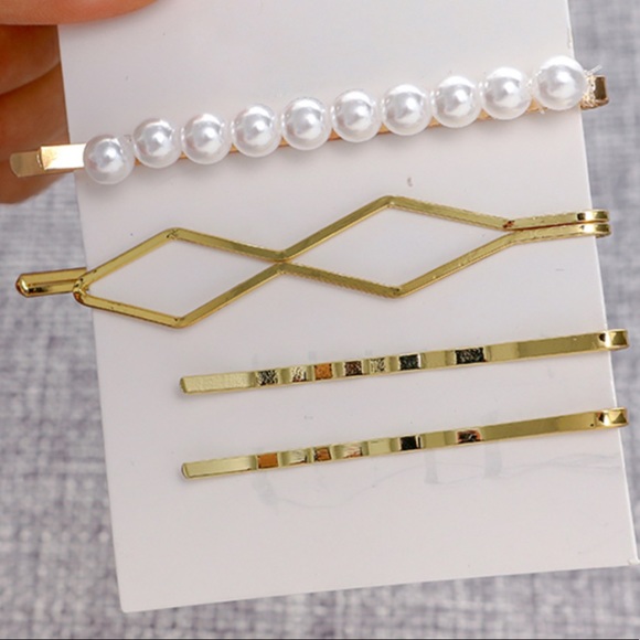 LAST 1 Set Pearl hair clips barrettes Bobby pins - Picture 3 of 7